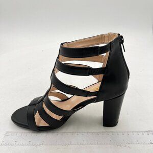 FSJ Women Chunky Mid High Heel Sandals Open Toe T-Strap Pumps Cutout Dress Party